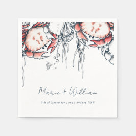 Guardanapo De Papel Casamento Náutico do Caranguejo Marinho Vermelho S