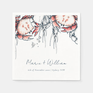 Guardanapo De Papel Casamento Náutico do Caranguejo Marinho Vermelho S