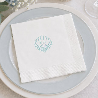Guardanapo De Papel Casamento Náutico Elegante Concha Azul