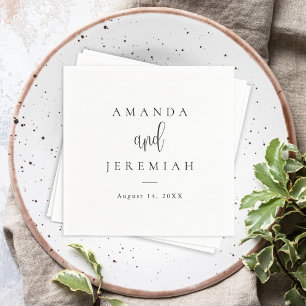 Guardanapo De Papel Casamento Negro e Branco da Caligrafia Moderna Ele