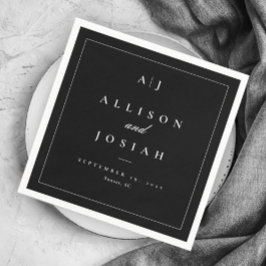 Guardanapo De Papel Casamento Negro e Branco Elegante