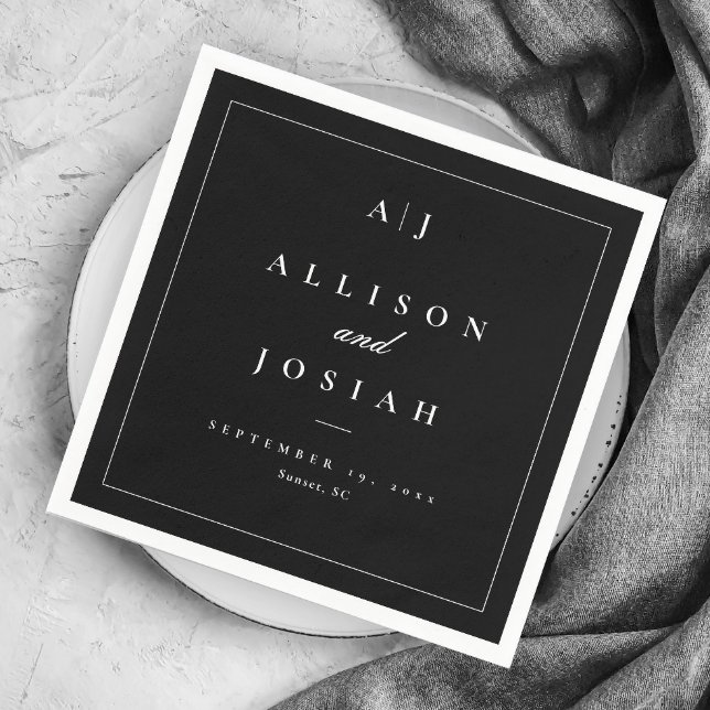 Guardanapo De Papel Casamento Negro e Branco Elegante (Criador carregado)