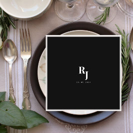 Guardanapo De Papel Casamento negro e branco minimalista