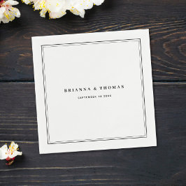 Guardanapo De Papel Casamento Negro e Branco minimalista elegante