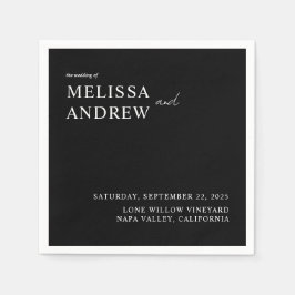 Guardanapo De Papel Casamento Negro e Branco minimalista elegante