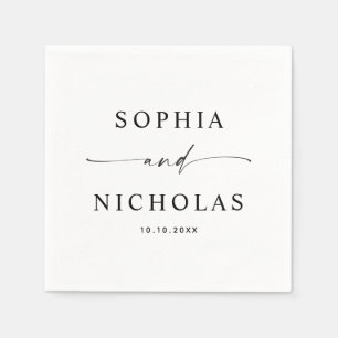 Guardanapo De Papel Casamento Negro e Branco minimalista Script Mode
