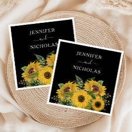 Guardanapo De Papel Casamento Negro Floral Elegante