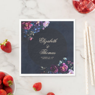 Guardanapo De Papel Casamento Negro Romântico Floral Gótico Preto