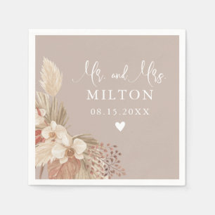 Guardanapo De Papel Casamento Neutros com Grama de Pampas Boho
