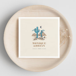 Guardanapo De Papel Casamento no Deserto Boho Cacto Retro Fênix Arizon