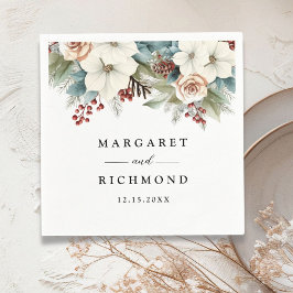 Guardanapo De Papel Casamento no inverno de Natal Floral Rustic Elegan