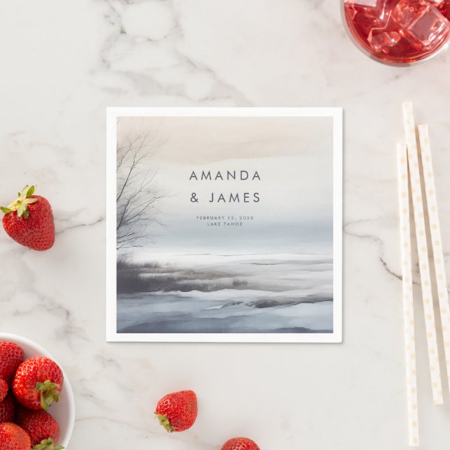 Guardanapo De Papel Casamento no inverno de Paisagem Abstrato Cênico E (Insitu)