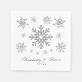 Guardanapo De Papel Casamento no inverno Silver Snowflake Napkins