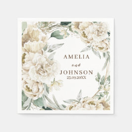 Guardanapo De Papel Casamento no inverno simples de verde botânico pre