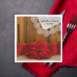 Guardanapo De Papel Casamento no inverno vermelho rústico do país da