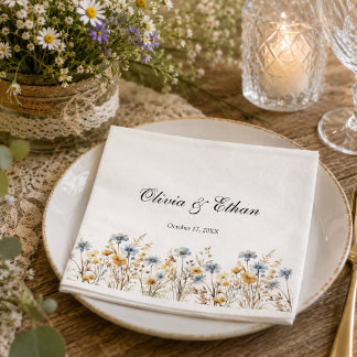 Guardanapo De Papel Casamento no jardim de flores silvestres rústico