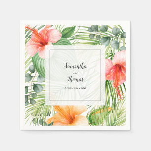 Guardanapo De Papel Casamento no Paraíso Tropical Hibiscus e Palms