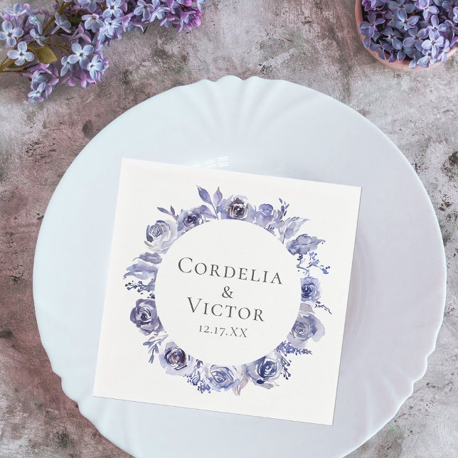 Guardanapo De Papel Casamento noturno de inverno com Rosas roxas Elega (Criador carregado)