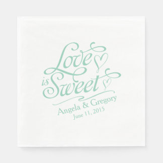 Guardanapo De Papel Casamento | O amor é doce doce Buffet Mint Green