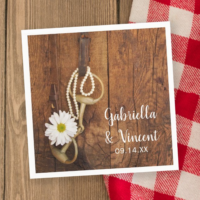 Guardanapo De Papel Casamento Ocidental da Margarida Branca e do Bit d (Criador carregado)