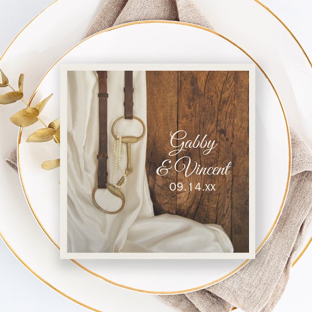 Guardanapo De Papel Casamento Ocidental de Satin Branco e Bit Cavalo (Criador carregado)