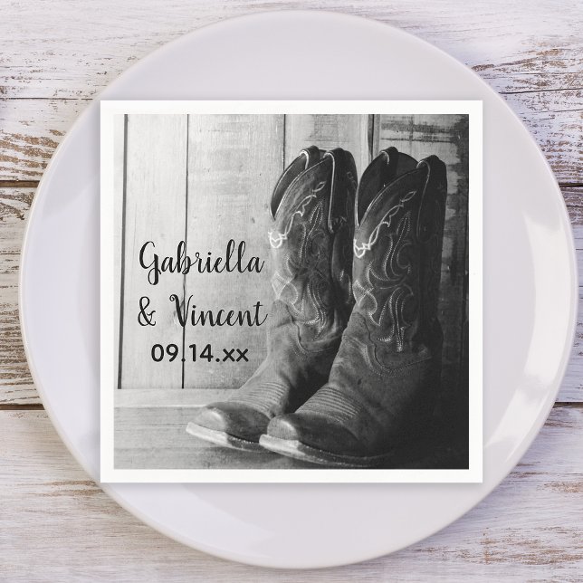 Guardanapo De Papel Casamento Ocidental Rustic Cowboy Boots Country (Criador carregado)