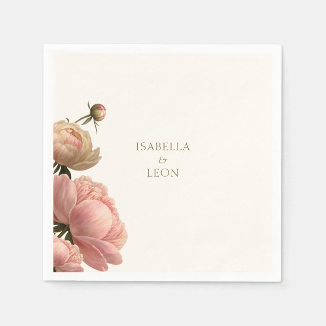 Guardanapo De Papel Casamento Olive Green & Rosa (Frente)