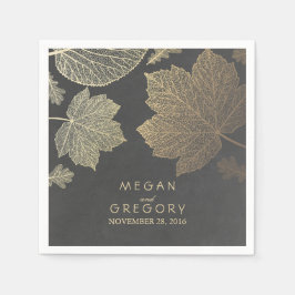 Guardanapo De Papel Casamento outono Chalkboard e Folhas Douradas