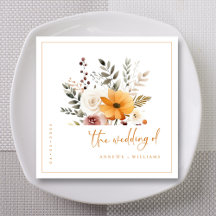 Casamento outono de Aquarela Elegante Napkins (Per