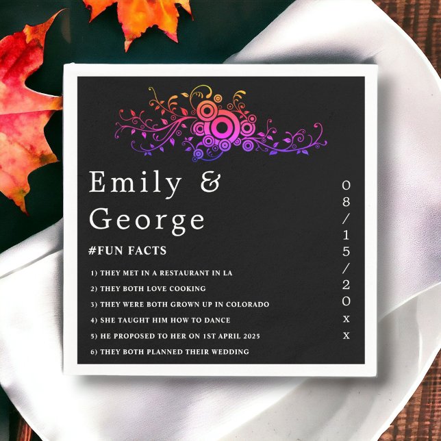 Guardanapo De Papel Casamento outono De Folhagem De Neão Branco E Pret (Criador carregado)