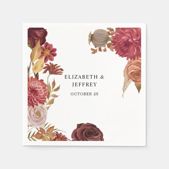 Guardanapo De Papel Casamento outono de outono Botânico Russo (Frente)