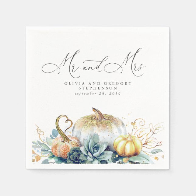 Guardanapo De Papel Casamento outono Dourado de Bombeiros Sucultos (Frente)