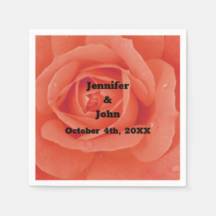 Guardanapo De Papel Casamento outono Laranja Floral Rosa Bloom Artsy G