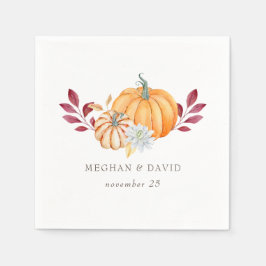 Guardanapo De Papel Casamento outono Rustic Watercolor Orange Pumpkins