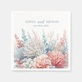 Guardanapo De Papel Casamento Pastel Coral Reef Beach- Napkins