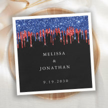 Casamento Patriótico do Elegante Blue Red Glitter 
