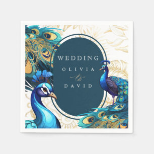 Guardanapo De Papel Casamento Penas de Penas de Peacocks