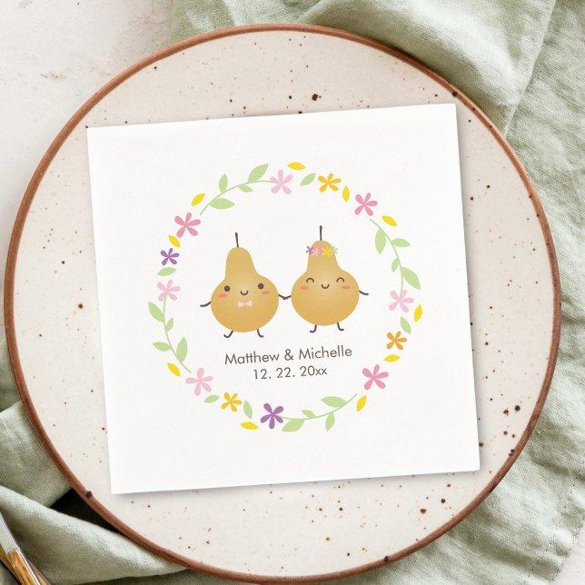 Guardanapo De Papel Casamento Perfeito De Pear, Corda Floral Elegante (Criador carregado)