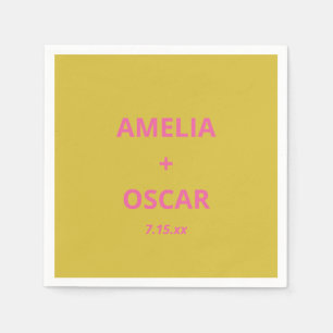 Guardanapo De Papel Casamento Personalizado Amarelo Chartreuse Rosa Mo