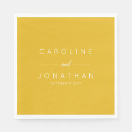 Guardanapo De Papel Casamento Personalizado Amarelo de Script Minimali