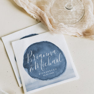 Guardanapo De Papel Casamento personalizado azul da mancha da água