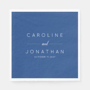 Guardanapo De Papel Casamento Personalizado Azul Francês com Script Mí