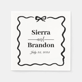 Guardanapo De Papel Casamento Personalizado B&W Moderno e Minimalista 