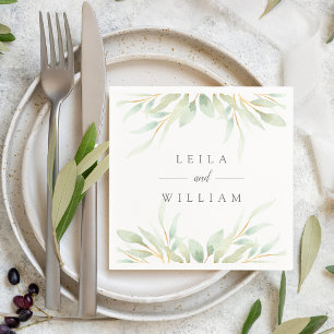 Guardanapo De Papel Casamento personalizado botânico pairoso