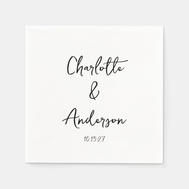 Guardanapo De Papel Casamento Personalizado Branco Escrito Manuscrito (Frente)