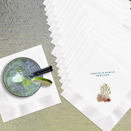 Guardanapo De Papel Casamento Personalizado Cocktail Napkins Seashells