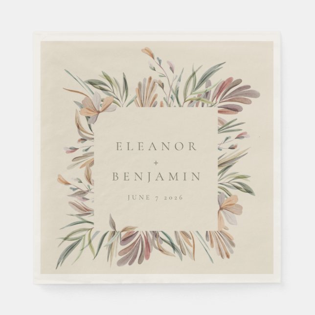 Guardanapo De Papel Casamento Personalizado com Aquarela Botânica Terr (Frente)
