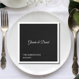 Guardanapo De Papel Casamento Personalizado com Caligrafia Preta Elega