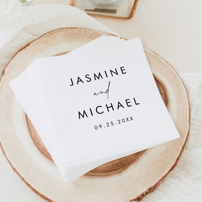 Guardanapo De Papel Casamento Personalizado com Letra Moderna Preta (Criador carregado)