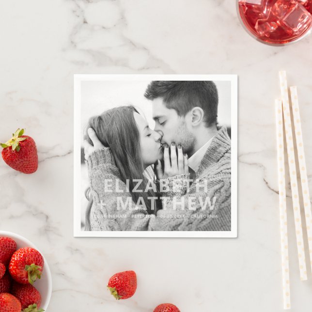 Guardanapo De Papel Casamento Personalizado Com Tipografia Moderna Bol (Insitu)